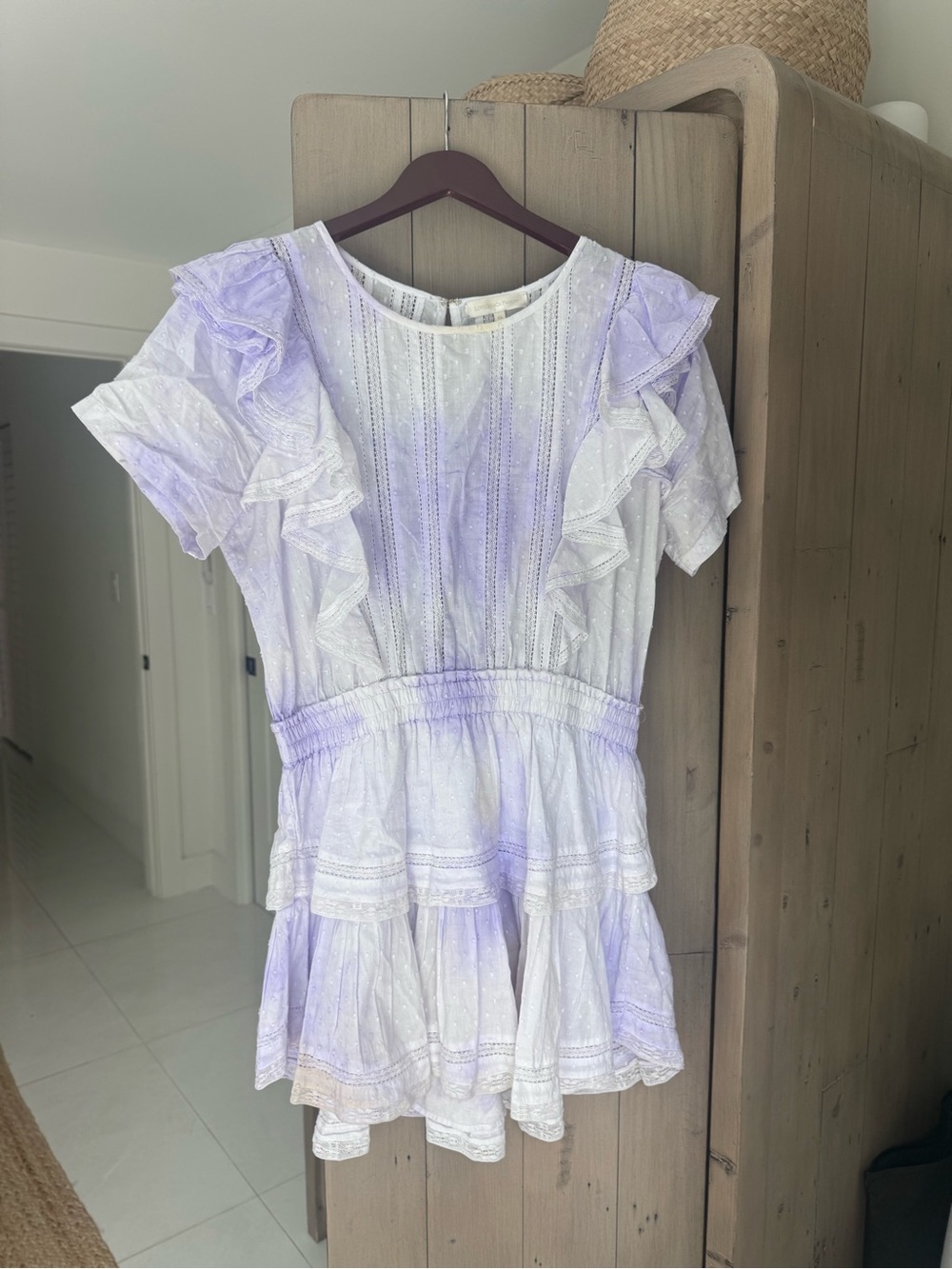 LoveShackFancy Lavender Ruffle Mini Dress